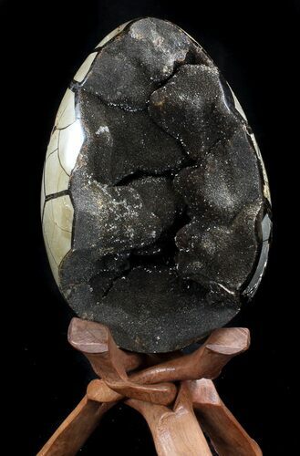 Septarian Dragon Egg Geode - Crystal Filled #37454